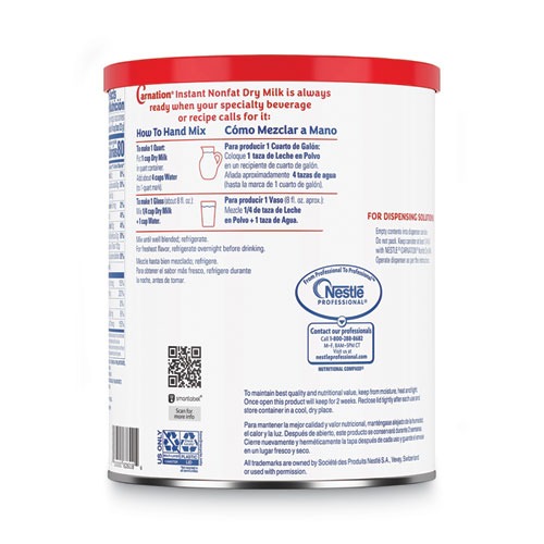 Instant Nonfat Dry Milk, Unsweetened, 22.75 oz Canister, 4/Carton