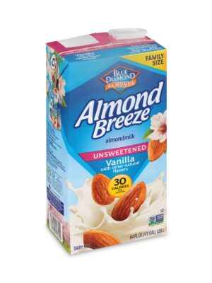 Almond Breeze Almond Milk, Unsweetened Vanilla, 64 oz Carton, 2/Pack
