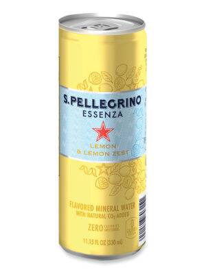 Essenza Flavored Mineral Water, Lemon and Lemon Zest, 11.15 oz Can, 8/Pack